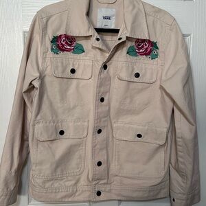 Vans Cream Utility Jacket with Floral Embroidery